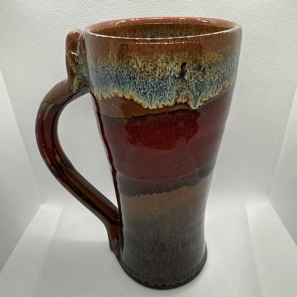 Studio Art Pottery Mug Multicolor Drip Glaze Handcrafted Artisan